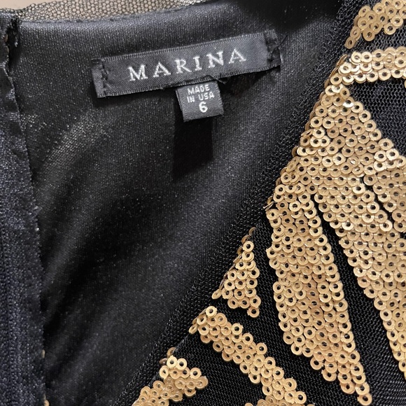Marina Gold and Black Sequin Cocktail Dress - size 6 - Picture 4 of 8